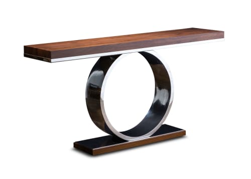 Polished Steel and Wood Console Table from Costantini, Donte | Tables by Costantini Designñ. Item composed of wood and steel
