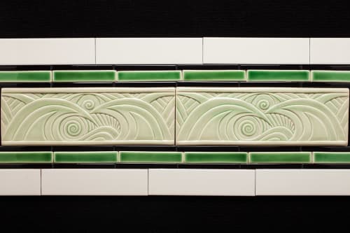 Wave Tile Shower Border | Tiles by Lynne Meade. Item made of cement
