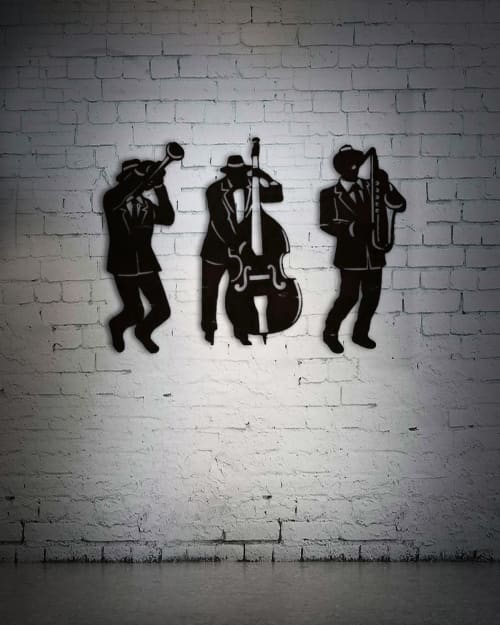 Jazz Trio Wall decor, Metal Jazz Group Sign, New Orleans Jaz | Wall Sculpture in Wall Hangings by Ozan Binzat. Item made of metal