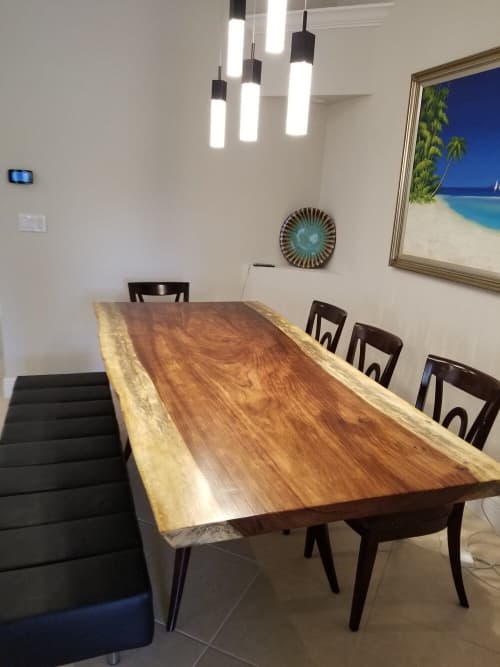 Custom Live Edge Table (7) | Dining Table in Tables by Carlberg Design. Item made of wood with metal