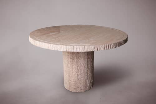 Travertine Dining Table. Dining Table. Dining Room Table. | Tables by HamamDecor LLC. Item made of marble works with minimalism & contemporary style