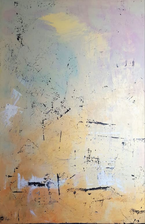 Imaginings- Gold/Black Abstract 48x72 painting | Oil And Acrylic Painting in Paintings by Twyla Gettert. Item made of canvas works with minimalism & contemporary style