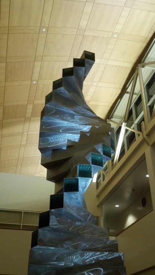 "Stairway to Success" | Public Sculptures by Brian Schader | Azusa Pacific University West Campus in Azusa. Item made of metal