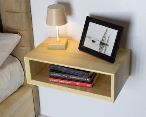 Modern Floating Nightstand | Storage by Hofina. Item composed of wood in minimalism or japandi style
