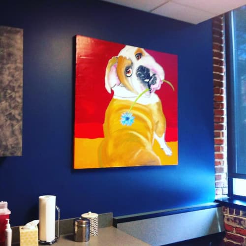 Bulldog painting | Oil And Acrylic Painting in Paintings by Lulu Bella Art | VCA Firehouse Animal Hospital in Denver. Item made of canvas