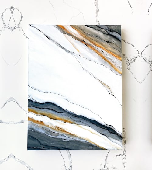 Calacatta Borghini | Mixed Media in Paintings by Rhonda Deland. Item made of wood with canvas works with minimalism & contemporary style