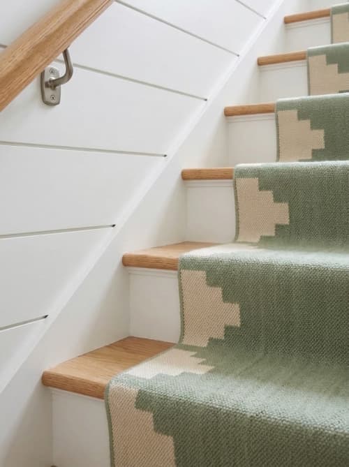 Handwoven Woolen Runner Rug | Rugs by Evergreen Carpets. Item composed of wool compatible with boho and minimalism style