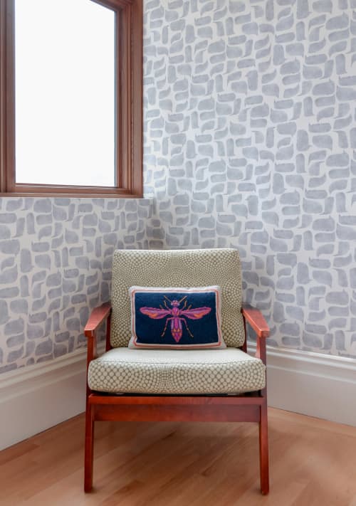 Metolius Chatty Pale Grey Wallpaper | Wall Treatments by Metolius. Item composed of fabric and paper