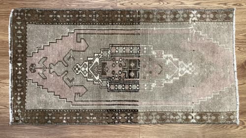 Vintage Turkish Rug Doormat | 1.7 x 3.1 | Small Rug in Rugs by Vintage Loomz. Item made of wool compatible with boho and country & farmhouse style