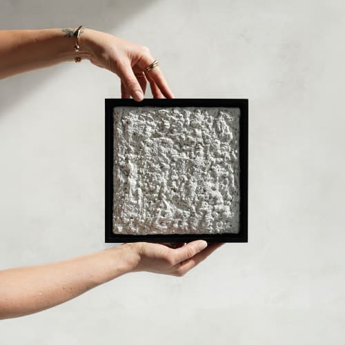 Wallhanging Modern Art in Highly Tetuxtured White Concrete | Wall Sculpture in Wall Hangings by Carolyn Powers Designs. Item made of concrete works with minimalism & industrial style