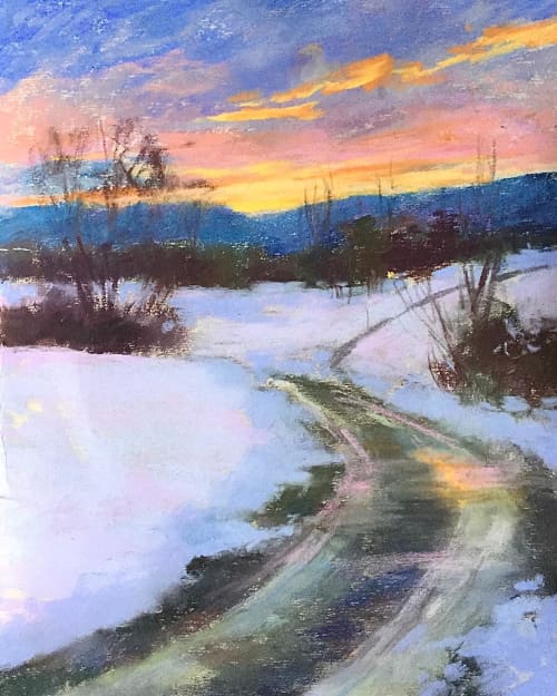 Winter sunset | Paintings by Julia Lesnichy Art
