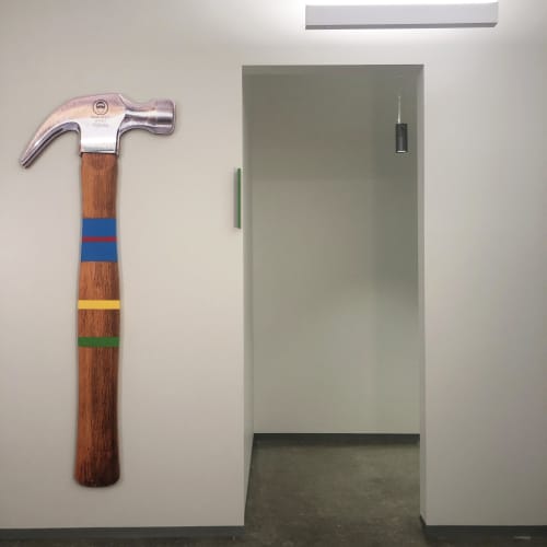 "Hammer" | Wall Sculpture in Wall Hangings by ANTLRE - Hannah Sitzer | Google RWC SEA6 in Redwood City. Item made of wood with aluminum