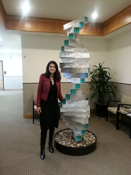 Stairway to Success II | Public Sculptures by Brian Schader. Item made of steel with glass