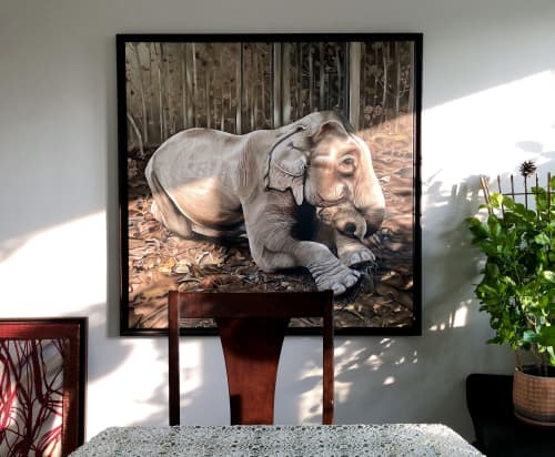Elephant Lying Down - oil painting | Paintings by Melissa Patel