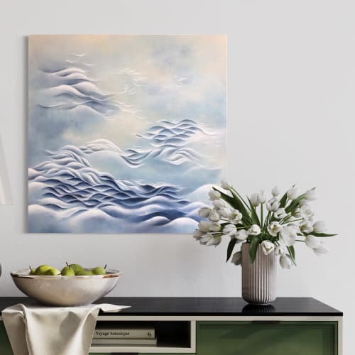 The moon swam back | Mixed Media by Francesca Borgo. Item composed of canvas in minimalism or contemporary style