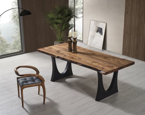 Black Walnut Solid Wood Dine Table - Custom Table | Dining Table in Tables by Tinella Collection. Item composed of walnut and metal in contemporary or country & farmhouse style