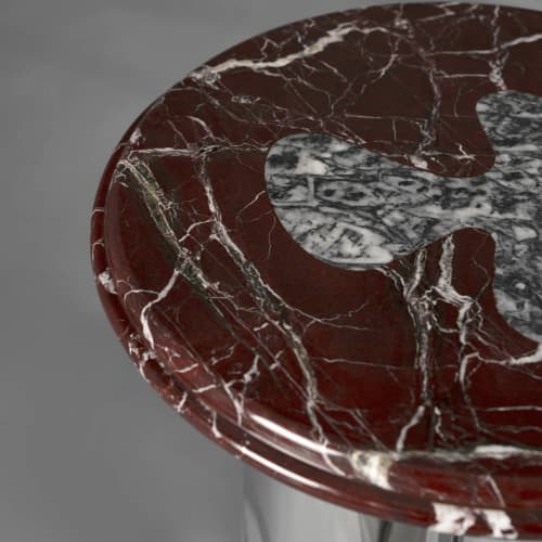 Marble & Steel Side Table — Reverie, Nitush Aroosh | Tables by Nitush Aroosh. Item composed of steel and marble