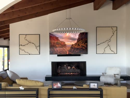 Woven wall art frame (Gorge 008 & Gorge 009) | Tapestry in Wall Hangings by Elle Collins. Item composed of oak wood and cotton in minimalism or mid century modern style