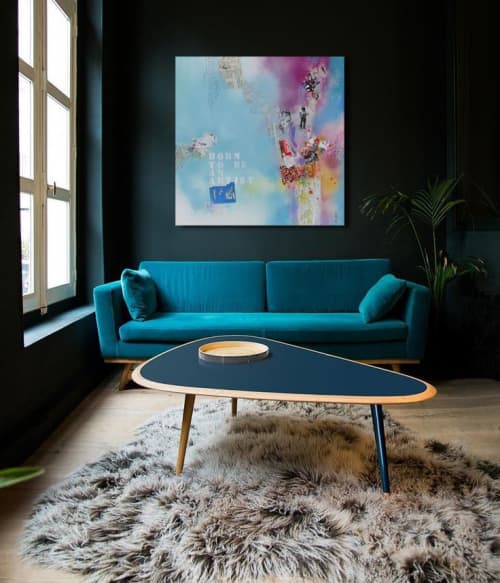 Born to be an artist II - Original mixed media painting | Mixed Media by Xiaoyang Galas. Item made of canvas with paper works with contemporary & modern style