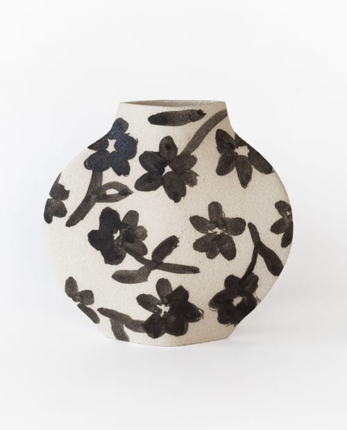 Ceramic Vase ‘Flowers Pattern’ | Vases & Vessels by INI CERAMIQUE. Item composed of ceramic in minimalism or contemporary style