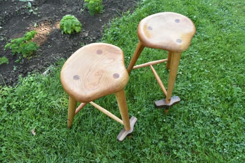 Custom cherry stools | Chairs by Gill CC Woodworks. Item made of walnut