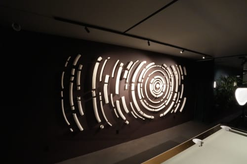 Off White Wall Sculpture, 128 Pieces Set, Matte Finish | Sculptures by SevaCeramics | Pacific Design Center in West Hollywood. Item made of ceramic works with minimalism & modern style
