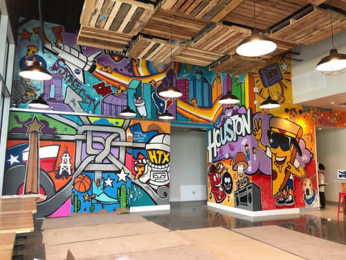 Indoor Mural | Murals by Mario E. Figueroa, Jr. (GONZO247) | Wholesome Pies Pizza Restaurant in Houston. Item composed of synthetic