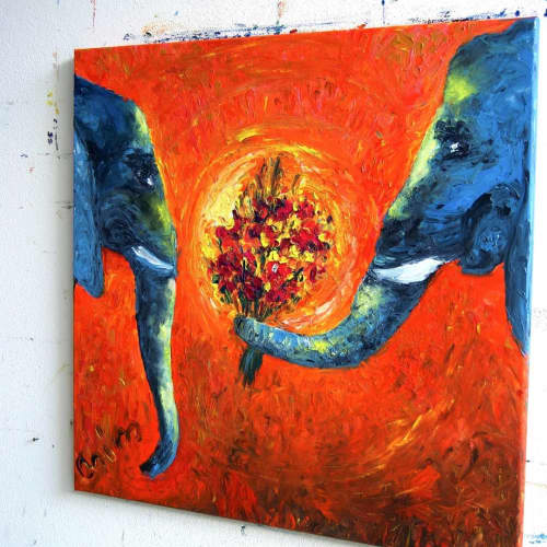 Roni&Tal | Oil And Acrylic Painting in Paintings by Chiara Magni. Item composed of canvas & synthetic