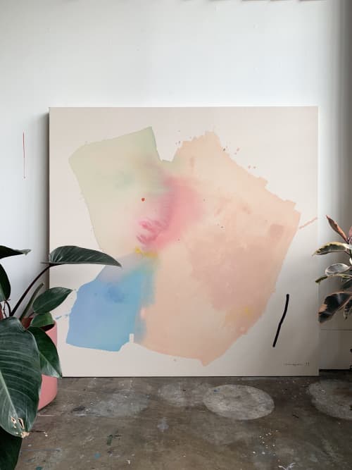 'feeling lighter' 48" x 48" | Oil And Acrylic Painting in Paintings by maja dlugolecki | Cloudforest in Portland. Item made of canvas with synthetic