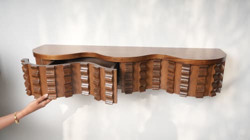 Kari Shelf - Antique Teak Wood Bookshelf | Shelving in Storage by THE STUDIO GRAIN. Item made of wood works with mid century modern style