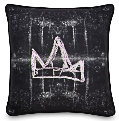 Graffiti White Crown | Cushion in Pillows by Crown Objet. Item made of fabric with fiber
