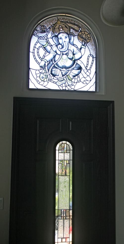 Ganesha, god of new beginnings | Paneling in Wall Treatments by Celinder's Glass Design. Item made of glass