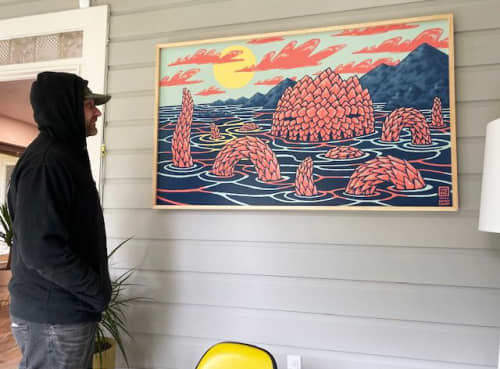 Red Beast Rising | Oil And Acrylic Painting in Paintings by Will Hatch Crosby. Item made of synthetic