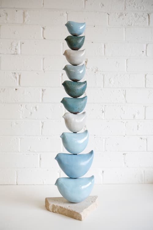 Bird Totem | Sculptures by Shellie Christian Ceramics. Item composed of ceramic in contemporary or coastal style