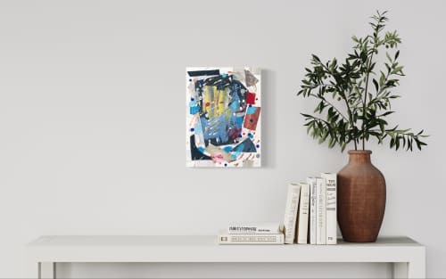 Blue Collage Art | Mixed Media by NAMYOONSOOART. Item made of canvas