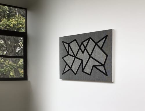 Woven wall art - modern geometric abstract textile weaving | Macrame Wall Hanging in Wall Hangings by Zuzana Licko. Item composed of wood and fabric in minimalism or mid century modern style