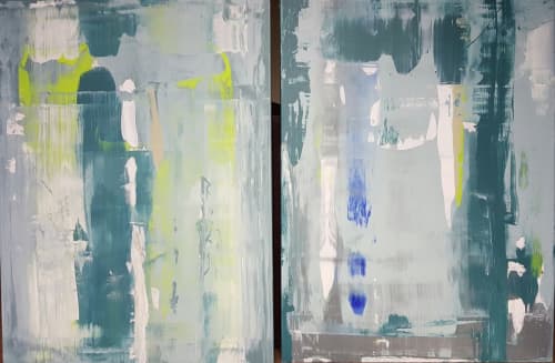 Verde Waterfalls - Dipych (Green) Original Painting | Oil And Acrylic Painting in Paintings by Twyla Gettert. Item composed of canvas in mid century modern or contemporary style