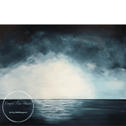 Blue sky horizon | Oil And Acrylic Painting in Paintings by Margaret Alice Høiesen. Item made of synthetic