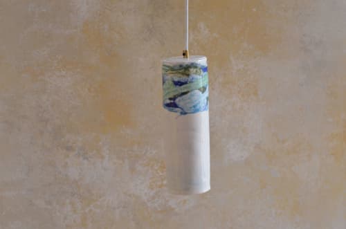 Porcelain drop pendant #1 - blue/green | Pendants by Sarah Tracton | Melbourne in Melbourne. Item composed of ceramic