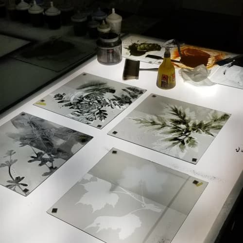 Glass Art | Oil And Acrylic Painting in Paintings by Cara Enteles Studio. Item composed of glass & synthetic