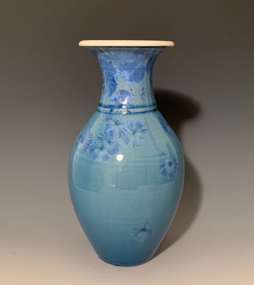 Sapphire Crystalline Vase | Vases & Vessels by Bikki Stricker. Item composed of ceramic