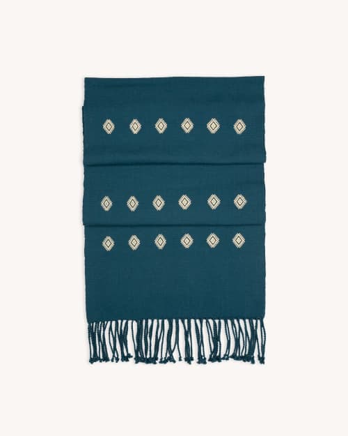 The Path Of The Sun Handwoven Runner (TEAL) | Table Runner in Linens & Bedding by Routes Interiors. Item made of cotton compatible with boho and eclectic & maximalism style