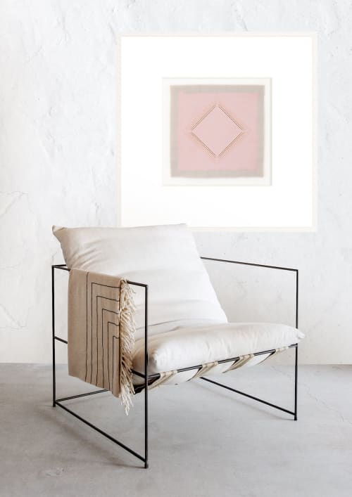 Minimalist Pink Geometric Diamond Print in Oversized Frame | Prints by Emily Keating Snyder. Item composed of paper in boho or mid century modern style