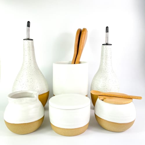 Kitchen Set - Matte Black Stoneware | Cooking Utensil in Utensils by Tina Fossella Pottery. Item made of wood & stoneware