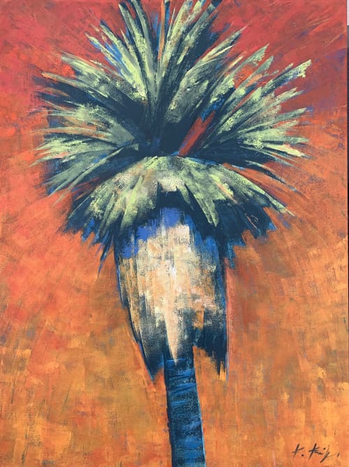 Orange Sunset | Oil And Acrylic Painting in Paintings by Kathleen Keifer. Item made of canvas with synthetic