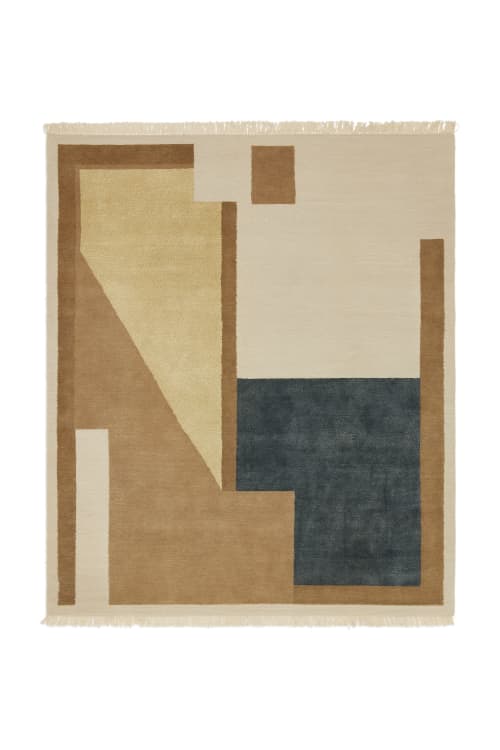 geometry. 008 - Hand-woven Tibetan knot wool & silk rug | Area Rug in Rugs by MK Objects. Item made of fabric compatible with contemporary and japandi style