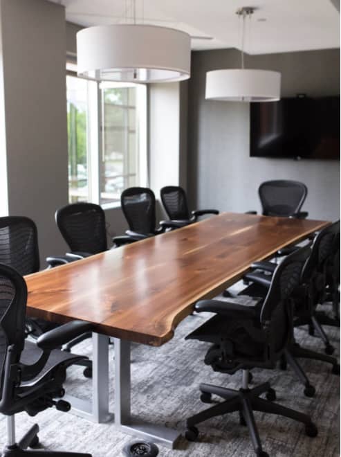 Live Edge Dining and Conference Tables | Tables by Fjelsted Nord LLC. Item composed of walnut and steel