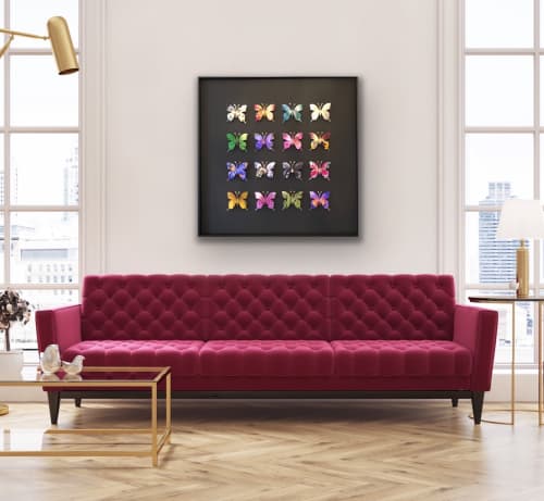 Flower Butterfly Box - Black | Wall Sculpture in Wall Hangings by Lorna Doyan. Item made of wood
