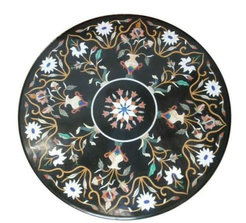 Black marble table, side table, coffee table, tabletop | Tables by Innovative Home Decors. Item composed of marble in country & farmhouse or art deco style