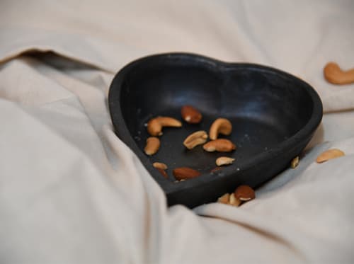 Longpi Pottery Dip Bowl - Heart | Dinnerware by ARTISAGA PRIVATE LIMITED. Item made of stone works with minimalism & modern style